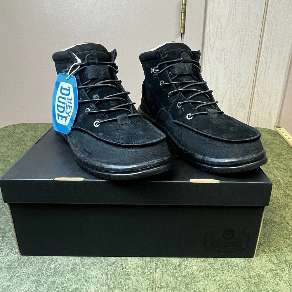 Size‎ 11-Jelly Roll Hey Dude Suede Bradley Boot Black Skull Print Brand New